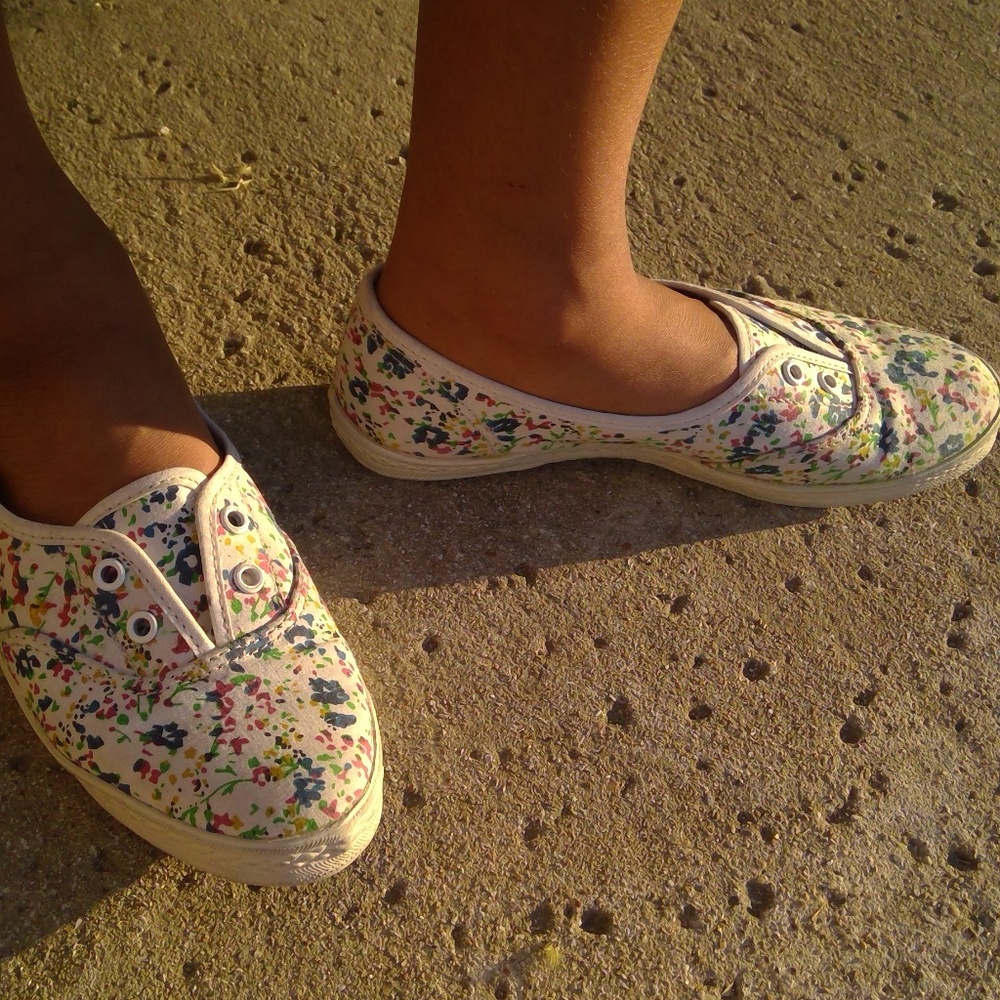 floral print slip on shoes